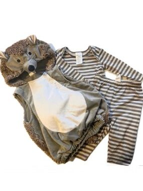 Hedgehog Baby Costume 0-6m with Striped Shirt Pant Outfit 3pc